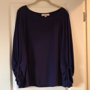 LOFT Dark Purple long sleeve blouse size L